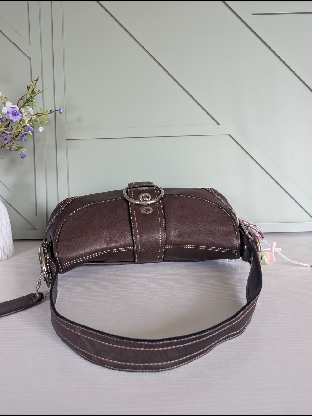 VINTAGE Coach Brown Soho Flap Hobo Shoulder Bag - Picture 6 of 10